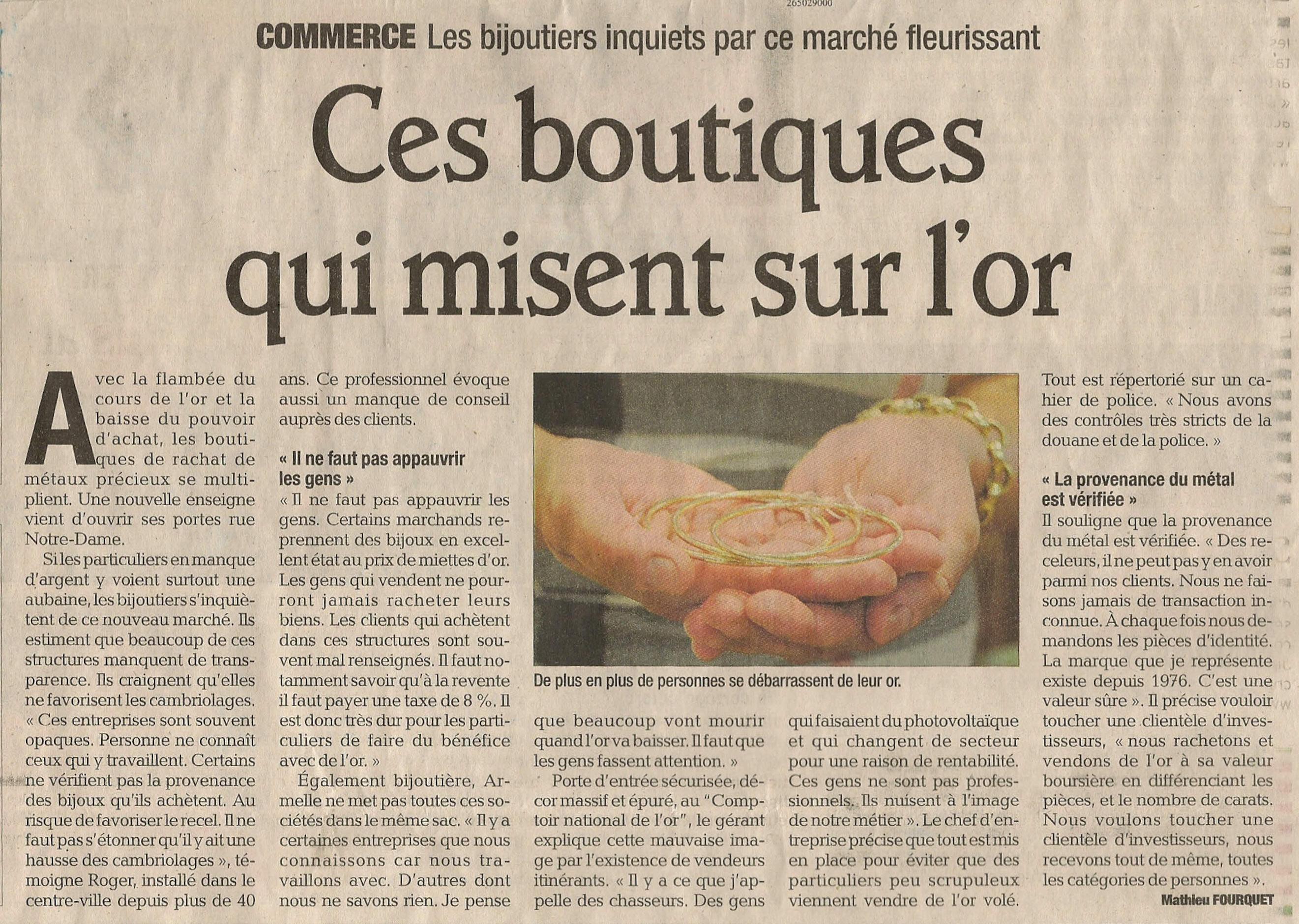 Le Vaucluse Matin parle du Comptoir National de l'Or d'Orange