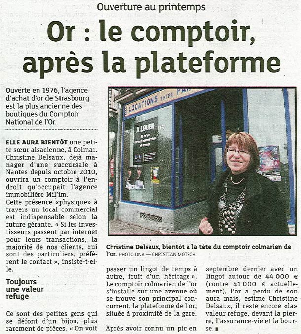 Dernières Nouvelles d'Alsace parle de la future agence de Colmar - Ouverture au printemps