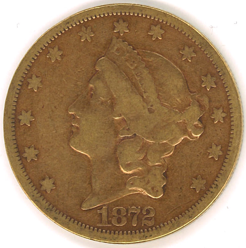 Effigie 20 $ US Pile, profil de la Liberté Liberty étoiles 1872  - profil;de;la;Liberté;Liberty;étoiles;1872