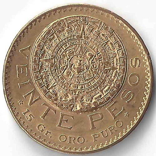 Effigie 20 Pesos Face, VEINTE PESOS  15G ORO PURO 