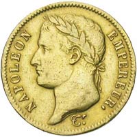 Effigie Napoléon 40 Frs Or Pile, napoléon Ier empereur 