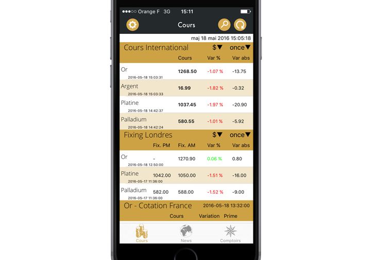 L'appli de gold.fr mise à jour