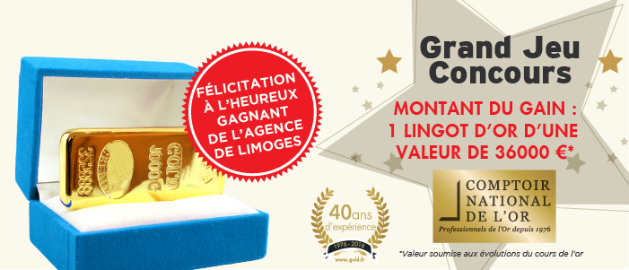 Félicitation au Grand gagnant du Jeu Concours "40 ans du Comptoir National de l'Or"